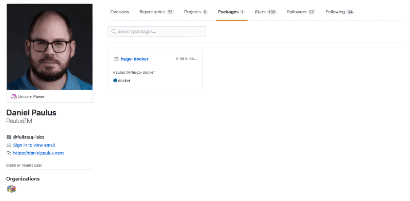 Packages on your profile